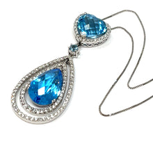 Load image into Gallery viewer, 14k Swiss Blue Topaz And Diamond Necklace