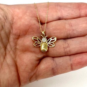 14k Diamond Bee Necklace