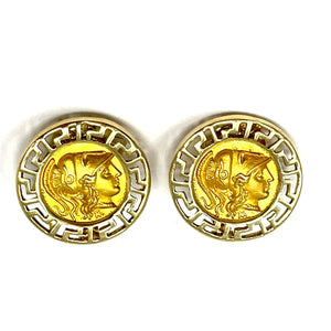 14K Greek Key Coin Earrings