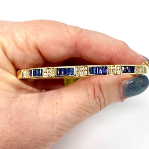 18k Sapphire And Diamond Bangle