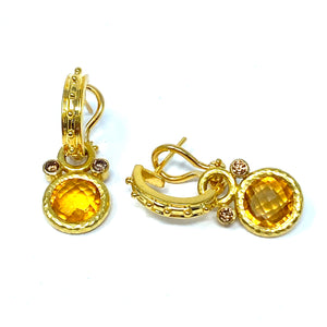 19K Elizabeth Locke Citrine And Diamond Earring Charms