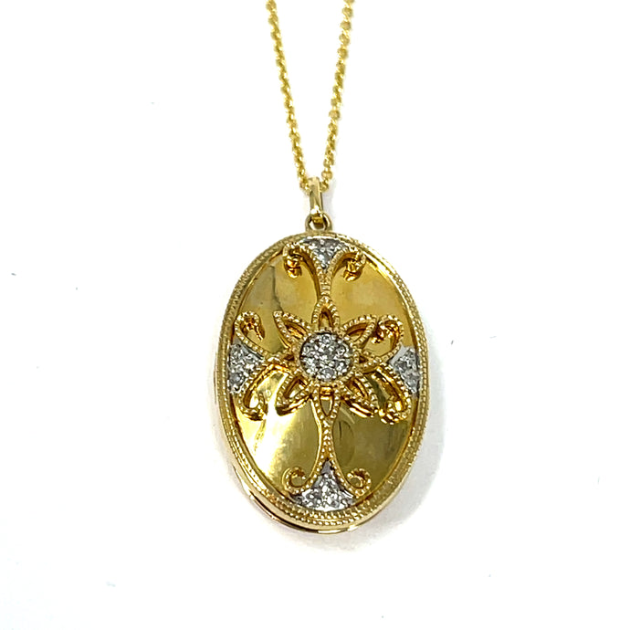 10k Diamond Locket Necklace