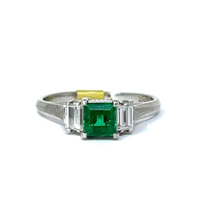 Platinum Emerald And Diamond Ring