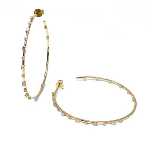 14K Large Diamond Hoop Earrings