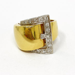 18K Diamond Buckle Ring