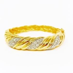 14K Fluted Diamond Bangle