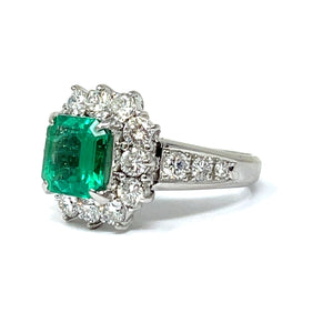 Platinum Emerald And Diamond Cocktail Ring