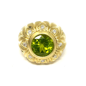 14K Peridot And Diamond Ring