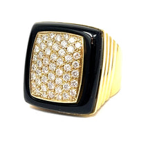 Load image into Gallery viewer, 18K Chunky Onyx And Diamond Ring