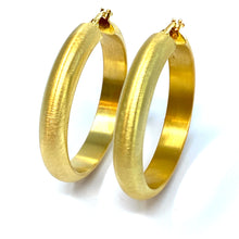 Load image into Gallery viewer, 14K Italian Large Brush Finish Hoop Earrings