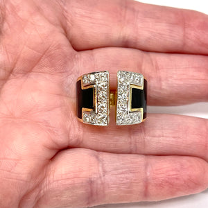 18K Diamond And Black Enamel Statement Ring