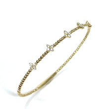 Load image into Gallery viewer, 14K Beaded Diamond Station Bangle