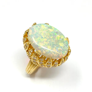 14k Opal And Diamond Ring