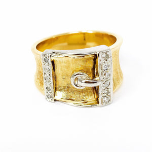 14K Vintage Diamond Buckle Ring