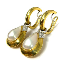 Load image into Gallery viewer, 18K Diamond And Mabe Pearl Drop Earrings