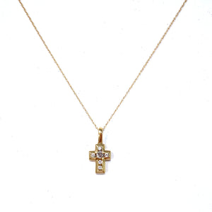 14K Dainty Diamond Cross Necklace