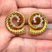 Load image into Gallery viewer, 18K Diamond Fluted Swirl Earrings