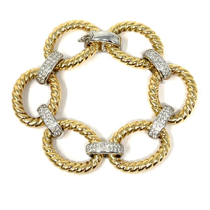 14K Diamond Ribbed Link Bracelet