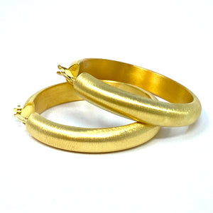 14K Italian Large Brush Finish Hoop Earrings