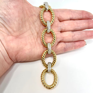 14K Diamond Ribbed Link Bracelet