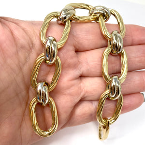 14K Italian Yellow And White Gold Link Bracelet