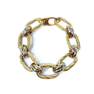 14K Italian Yellow And White Gold Link Bracelet