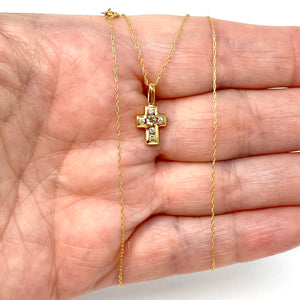 14K Dainty Diamond Cross Necklace