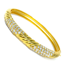 Load image into Gallery viewer, 14K Ribbed Diamond Bangle