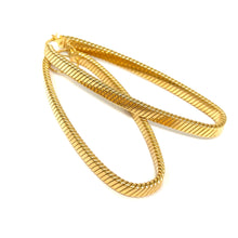 Load image into Gallery viewer, 14K Large Oval Textured Italian Hoop Earrings