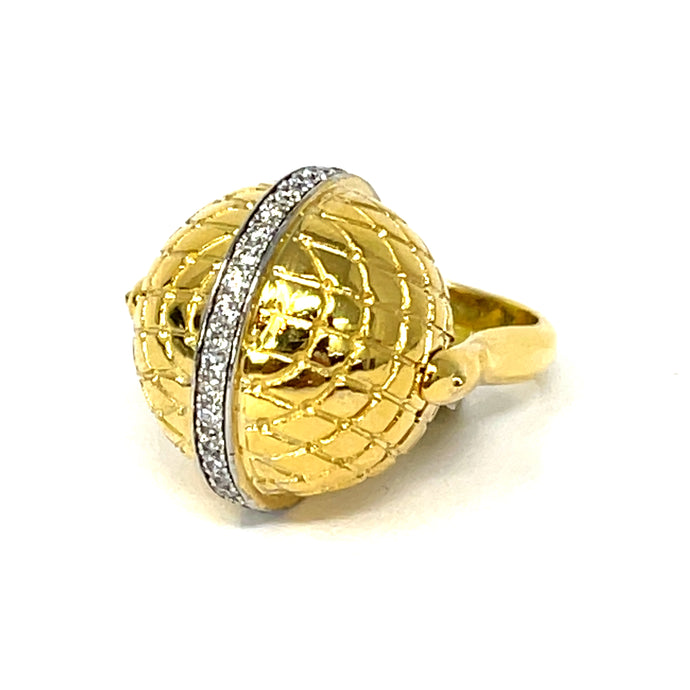 18K Rolling Diamond Ball Ring