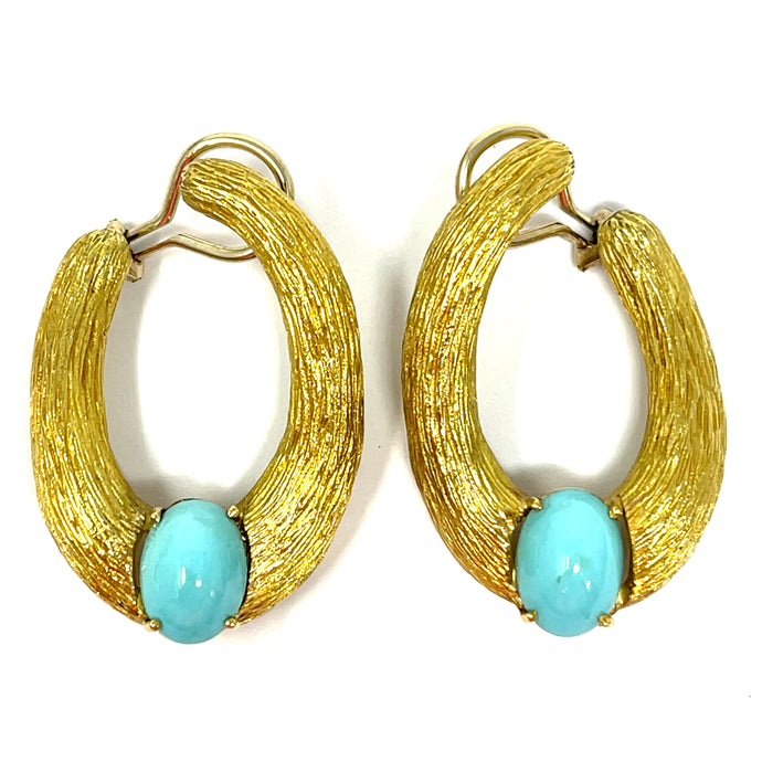 18K Vintage Turquoise Earrings