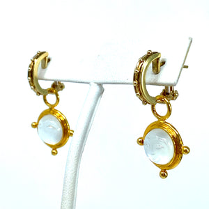 14K Medium Man In The Moon Moonstone Earring Charms