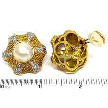 Load image into Gallery viewer, 14K Mabe Pearl And Diamond Earrings