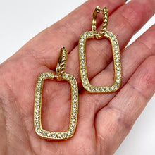 Load image into Gallery viewer, 14K Rectangle Diamond Dangle Earrings