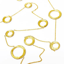 Load image into Gallery viewer, 14K Long Brush Finish Circle Necklace