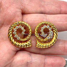 Load image into Gallery viewer, 18K Diamond Fluted Swirl Earrings