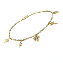 Load image into Gallery viewer, 14K Diamond Snake, Hamsa, And Star Charm Bracelet