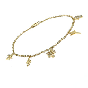 14K Diamond Snake, Hamsa, And Star Charm Bracelet