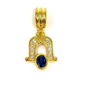 18K Sapphire And Diamond Pendant/Slide