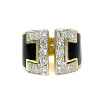 Load image into Gallery viewer, 18K Diamond And Black Enamel Statement Ring