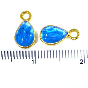 19K Elizabeth Locke Cerulean Venetian Glass Intaglio Earring Charms