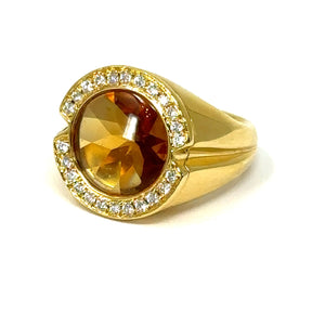 18K Movado Citrine And Diamond Ring