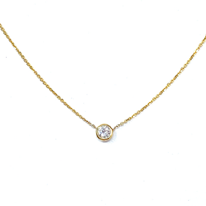 14K .24 TCW Bezel Set Diamond Necklace