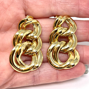 14K Italian Double Link Drop Earrings