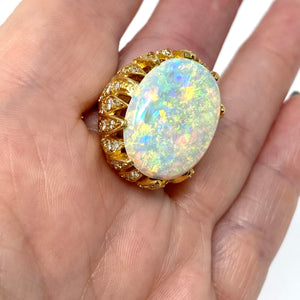 14k Opal And Diamond Ring