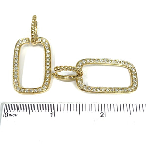 14K Rectangle Diamond Dangle Earrings