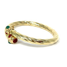 Load image into Gallery viewer, 14K Italian Gemstone Bypass Cable Bangle