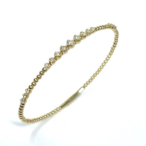 14K Beaded Diamond Bangle