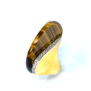 18K Vintage Tigers Eye Diamond Ring