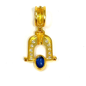 18K Sapphire And Diamond Pendant/Slide